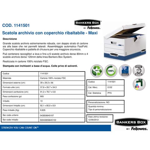 Scatola archivio BANKERS BOX Box System MAXI 29,3x54,5x37,8 cm blu/bianco 1141501